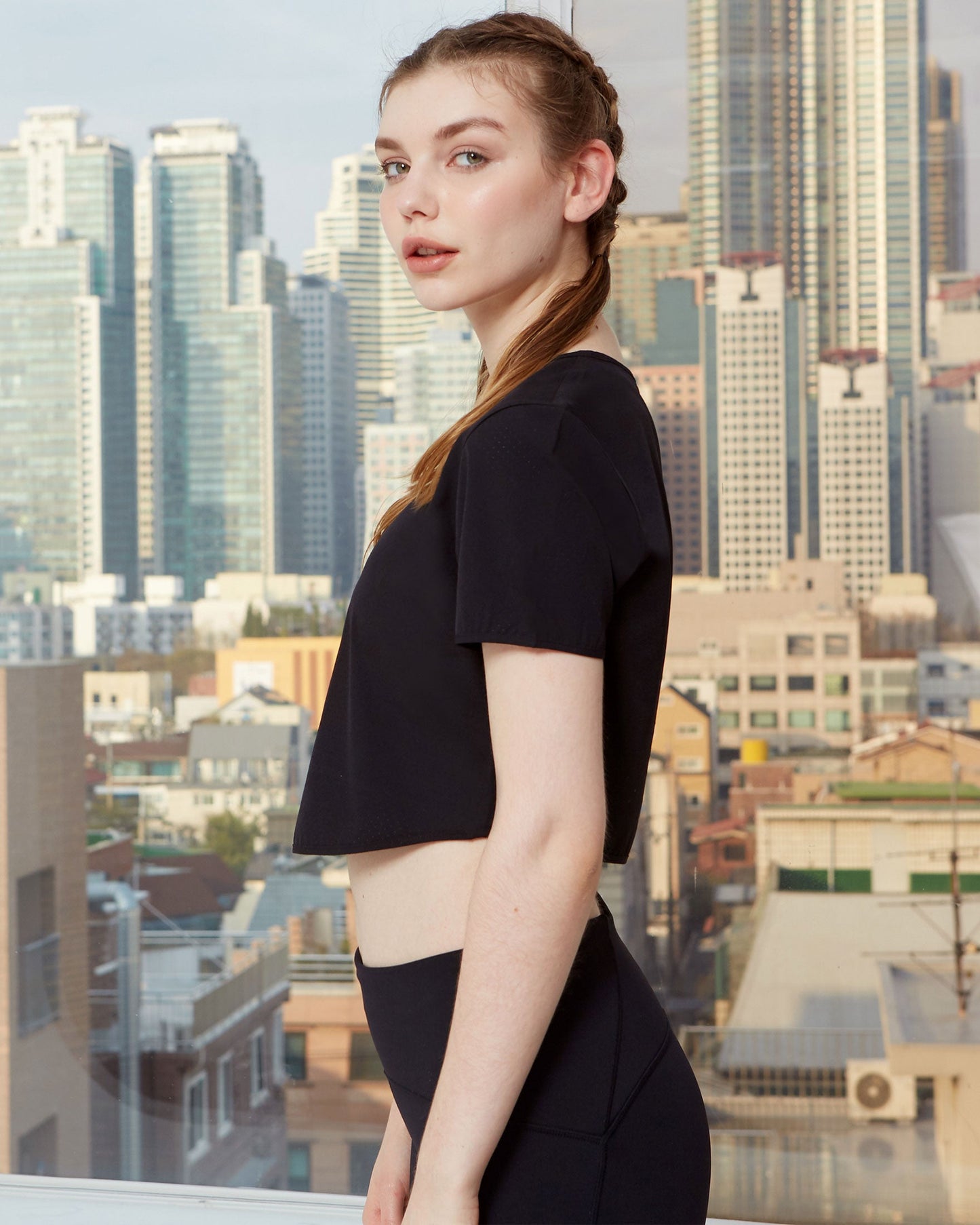 Echo Laser Cut Mesh Crop Tee