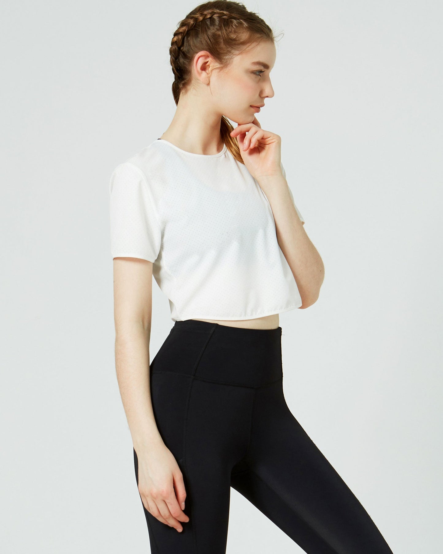 Echo Laser Cut Mesh Crop Tee